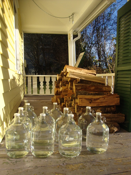 jugs on porch