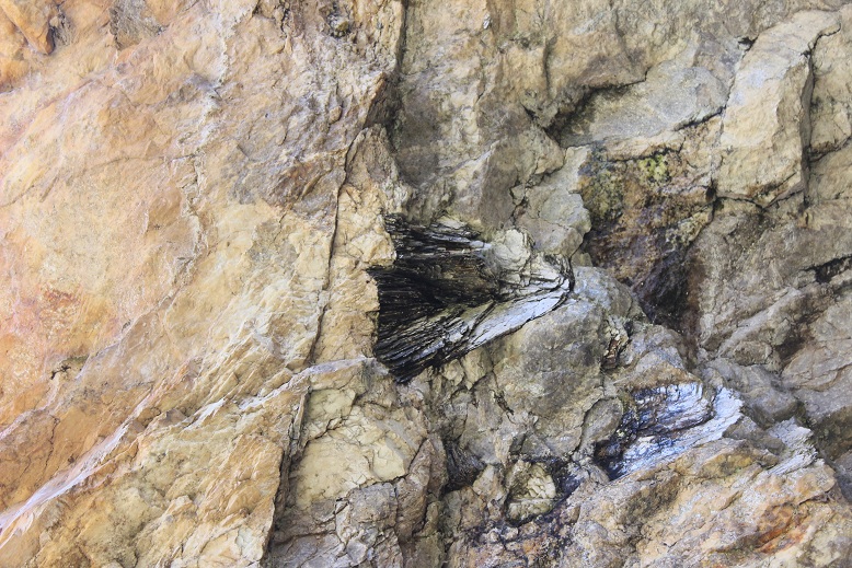 patterns in the rock inside an old mine