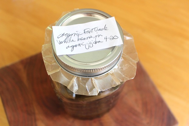 vanilla beans in jar labeled