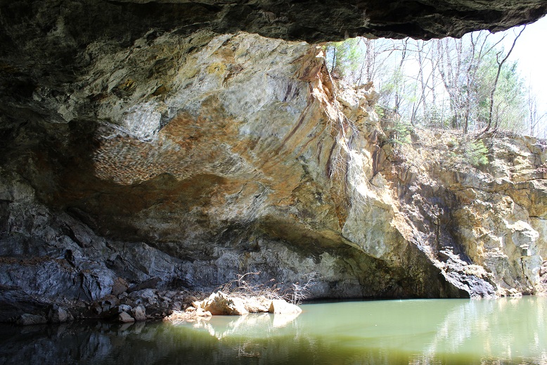 looking out from inside the mine