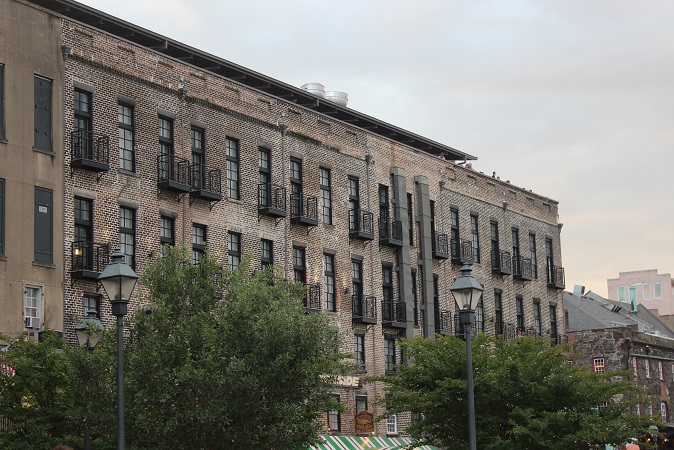 Savannah river facing building