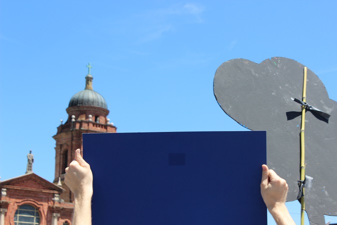 St. Lawrence Basilica in background Asheville NC March Against Monsanto