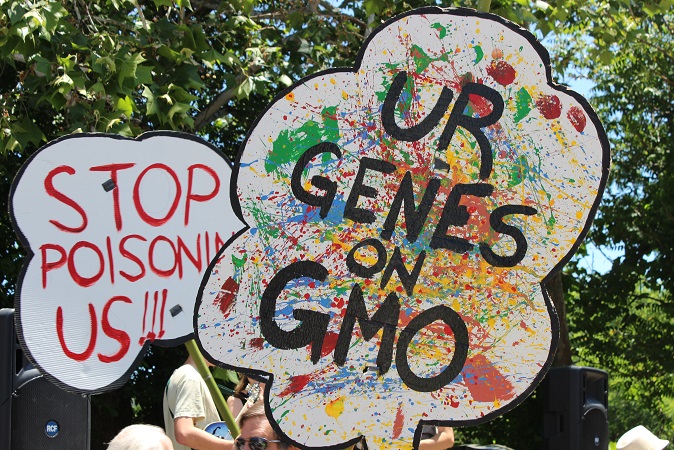 signs for March Against Monsanto Asheville NC 2015